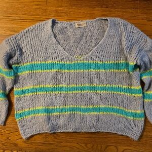 Banditas from Marseille Wool and Mohair Striped V-Neck Sweater